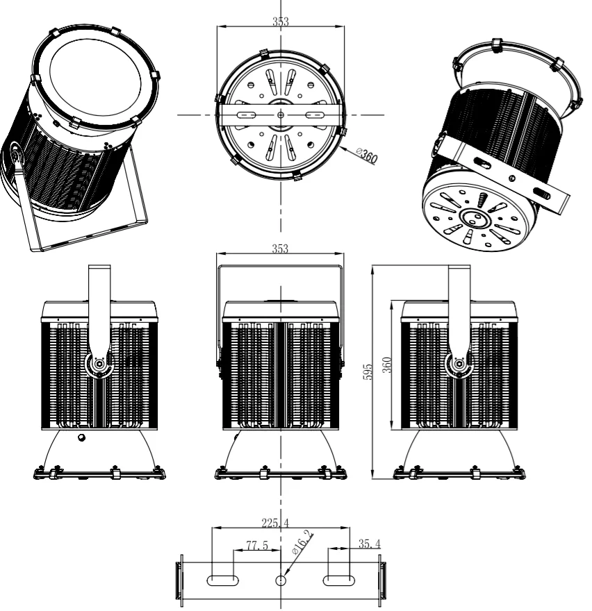 500W LED lights size