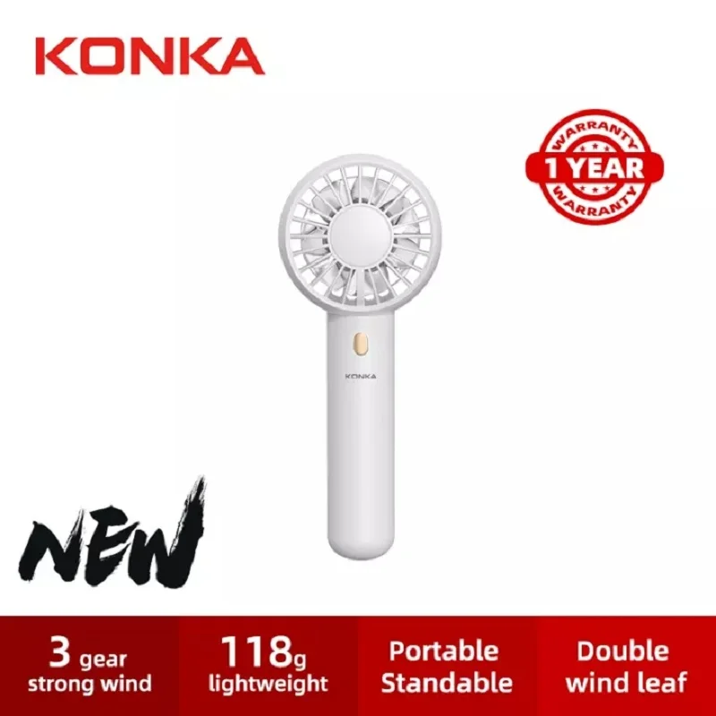 KONKA Mini Fan Cooling Portable for Hand Outdoor 3 Speed Lightweight USB Strong Rechargeable Free Laptop Cooler Handheld Desktop