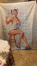 Shower Curtains American-Girl Polyester-Fabric Waterproof Woman 3D with 12-Hooks Washable