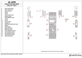 

Interior trim for Infiniti G35 2002-2004. Set L879.