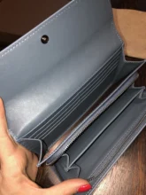 Cartera de mano tejida larga para mujer, cartera de mano larga, estilo Flip-Style, gran volumen, 100%, cuero de oveja, piel de oveja, clip de dinero de diseño de marca de lujo, 2021