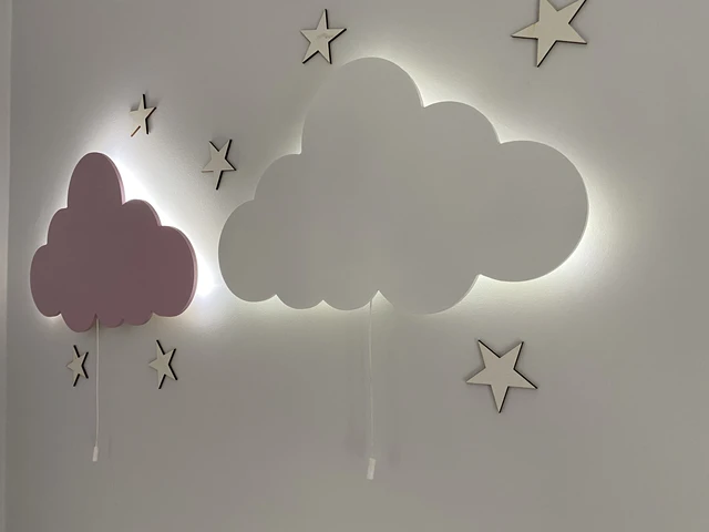 Veilleuse murale bébé / enfant - Lampe LED forme de nuage