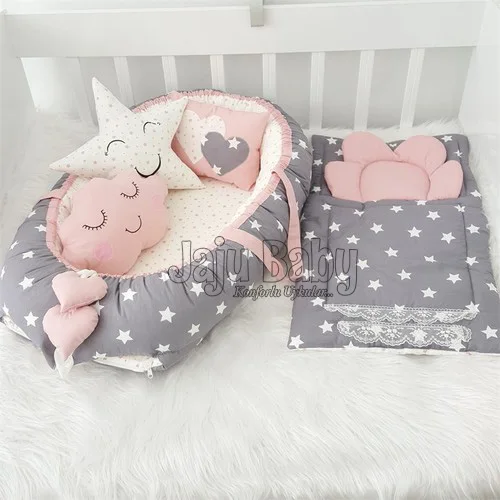 powder pink /& grey polka dot **NEW EXCLUSIVE /& LUXURY BABY BEDDING SET CLOUD