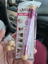 Cepillo de doble cabeza para uñas, mango de purpurina para espejo, esponja lavable para arte de uñas, pintura de puntos en polvo, equipo de manicura GL945, 1 Uds.