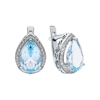 

Gold earrings with Topaz and diamonds sunlight sample 585