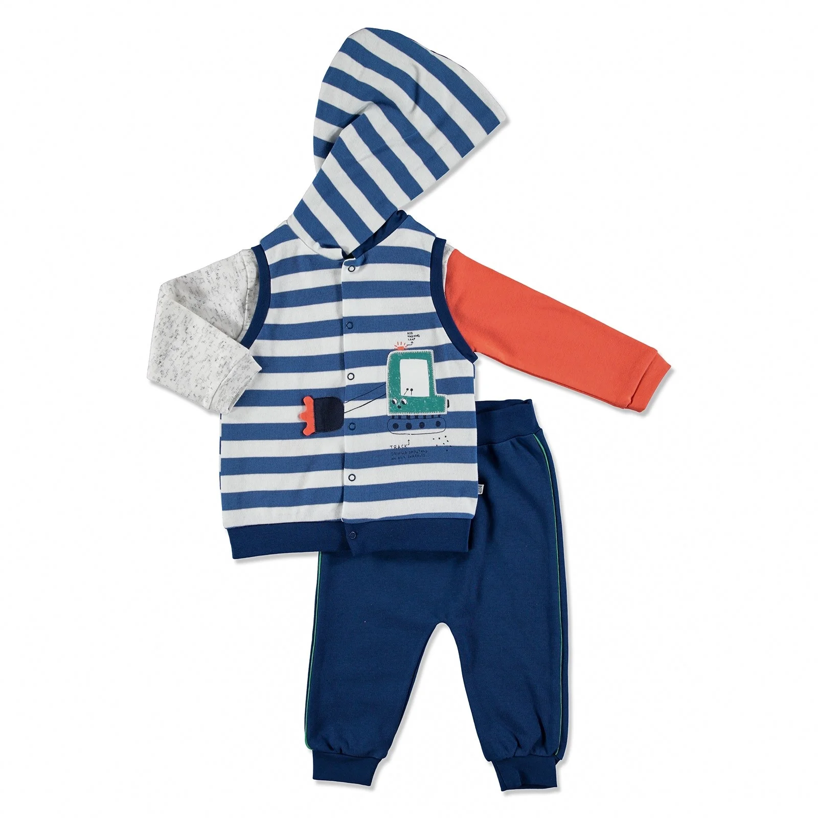 

ebebek Mymio Summer Baby Boy Scoop Sweatshirt Vest Pant 2 pcs Set