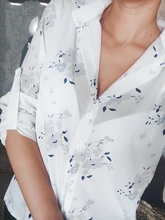 Blouse Shirt Work-Wear Turn-Down-Collar Casual Tops Long-Sleeve Chiffon Elegant Plus-Size