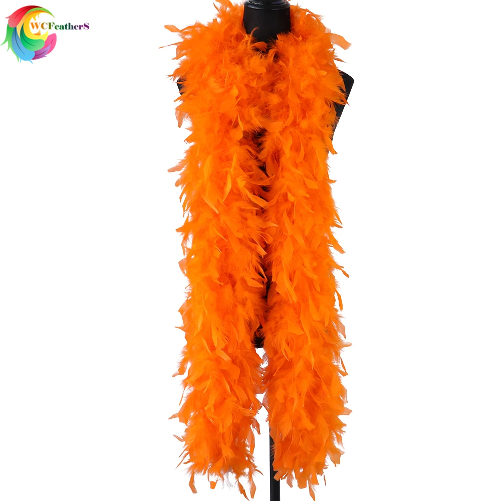 orange WCFeatherS, 2 ярда, шаль-боа из перьев, шаль, вечерние аксессуары для одежды, индейка, перья боа, 90 грамм - Цвет: orange