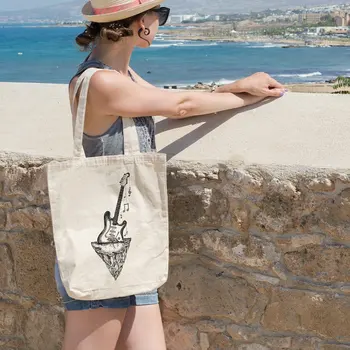 

Angemiel Bag Guitar Musical Note Music Shopping Beach Tote Bag