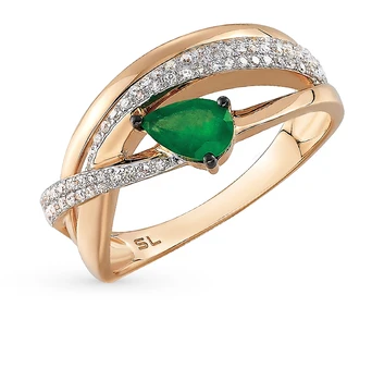 

Gold ring with emeralds and diamonds sunlight sample 585