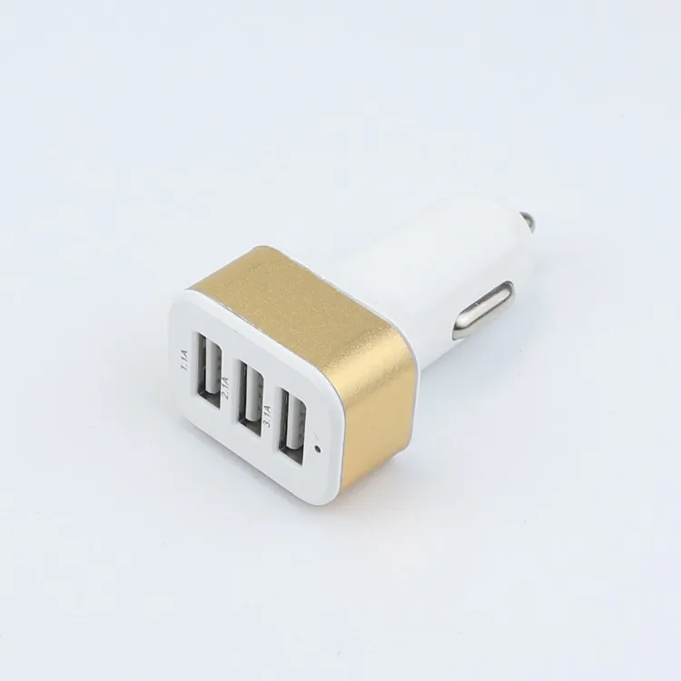 3.1A двойное USB Автомобильное зарядное устройство 15 Вт Быстрая зарядка Универсальный адаптер для мобильного телефона автомобильное металлическое зарядное устройство прозрачный СВЕТОДИОДНЫЙ дисплей - Тип штекера: Gold-2