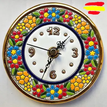 

Clock-ceramic plate 11cm./4.3 in. Diameter-hand enamelled-24k gold-wall or Stand-