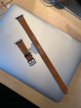 Correa de doble recorrido para Apple watch, correa de reloj de cuero genuino de 44mm/40mm 42mm/38mm, serie iWatch 5 4 3 se 6