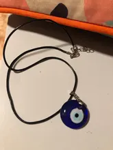Collar con colgante de ojo malvado para mujer, gargantilla de 25MM, 30MM, 35MM, azul turco, ojo de cristal, cuerda de cuero, regalo de joyería