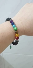 Pulsera clásica de 8mm con cuentas de piedra de Lava para hombre y mujer, cadena de 7 colores, cuerda tejida, Yoga, amistad, joyería ajustable