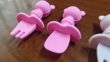 2 unids/set de silicona bebé juego de tenedor cuchara de dibujos animados oso bebé lindo aprendizaje almuerzo cuchara comer tenedor