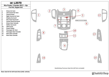 

Interior lining for KIA Forte 2011-UP. Set L2070.