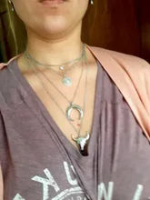 Docona-collar multicapa de ojo de Luna y cabeza de toro para mujer, gargantilla de capas geométricas, Vintage, Color plata, C18107