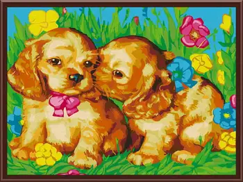

Puppies on POLYANA, picture by numbers color kit ce010
