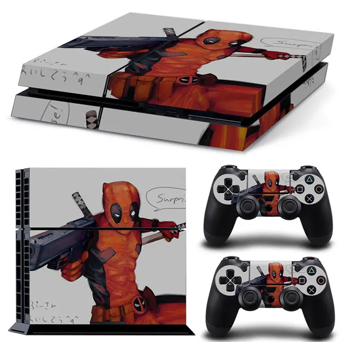 Marvel Spider Man Deadpool Vinyl Skin Sticker for PS4 Slim Console and 2 Controllers Decal Cover Game Accessories