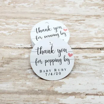 

Thanks for popping by, caramel corn, Bridal Shower, Baby Shower, Thank you tag, Custom round tag, Personalised Mini Tag