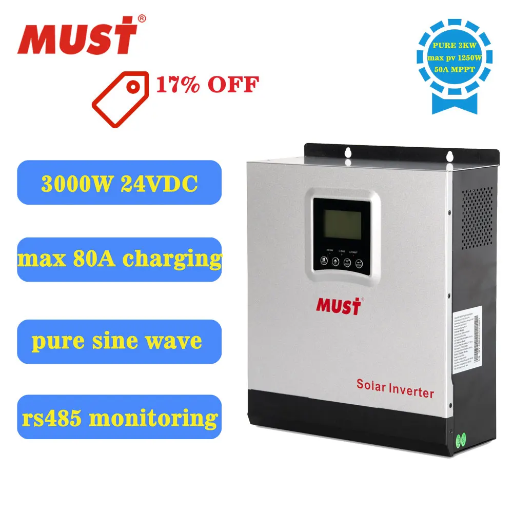 Солнечная энергия MUST PV1800 VPM 3 кВт 3000 Вт высокочастотный солнечный инвертор для