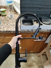 Rozin-Grifo negro mate para cocina, boquilla rociadora de rotación de 360 grados, mezclador montado en cubierta, para fregadero de cocina, frío y caliente