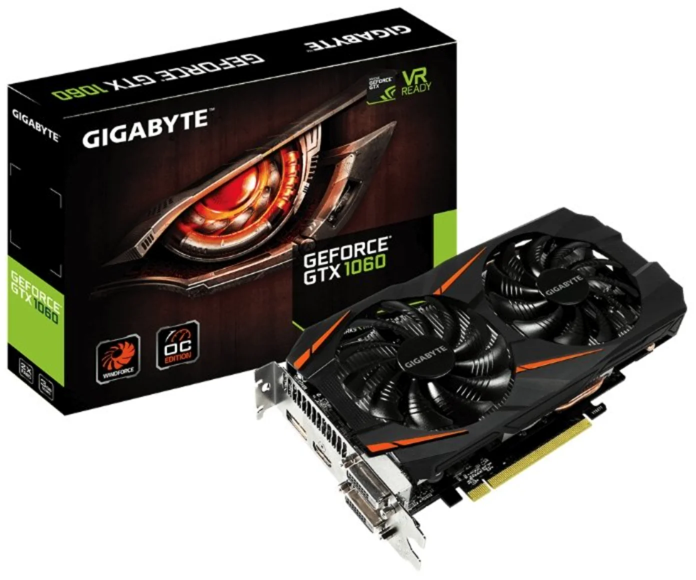 Видеокарта NVIDIA GTX1060 3 Гб GIGABYTE (GV-N1060WF2OC-3GD) Ret |