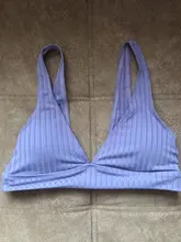 Womens Swimsuits Swimwear Bikini-Set Ribbed Push-Up Black INGAGA High-Waist Biquini