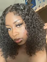 Pelucas de cabello humano malayo para mujeres negras, Bob corto de cabello humano rizado con cierre de encaje 4x4, prearrancado con pelo de bebé