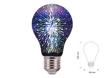 

Led lamp E27 A60 bulb filament special effect 3D Glass 3W 3000K SKU-2704