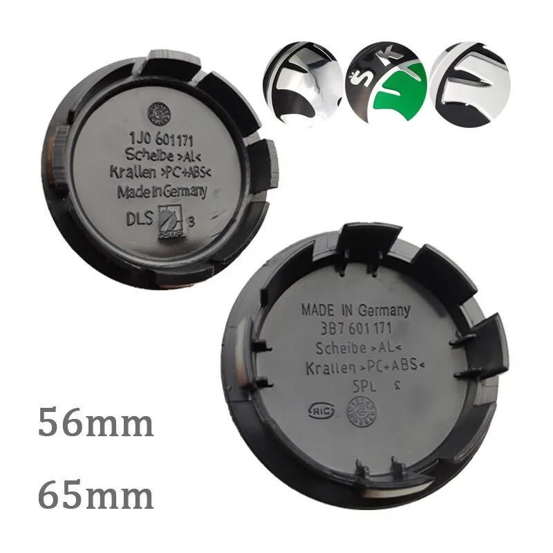 Nuovo 4 Pz/Lotto 56Mm 65Mm Nero Verde Coprimozzo Coprimozzo Coprimozzo Per Skoda Octavia Fabia Superba Rapida Yeti 1J0601171 3B7601171