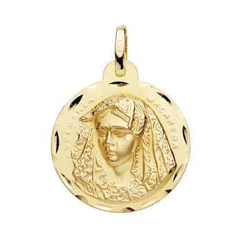 

Scapular 18k gold 24mm. Christ Great Power Virgin Macarena [AB9410]