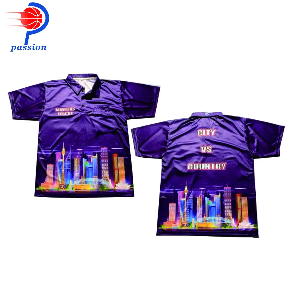 

Custom Teamwear Polyester Darts Shirts Dye Sublimation Zipper Design Dart Polo Shirts