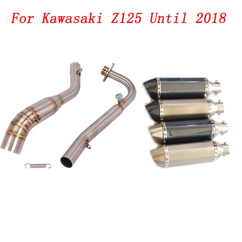 Slip On Motorcycle Exhaust Front Link Pipe And 51mm Muffler Stainless Steel Exhaust System For Kawasaki Z125 Until 2018