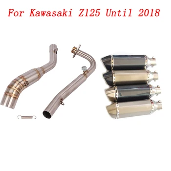 Slip On Motorcycle Exhaust Front Link Pipe And 51mm Muffler Stainless Steel Exhaust System For Kawasaki Z125 Until 2018