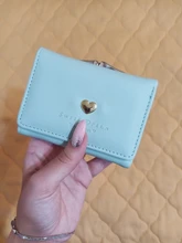 Monedero de Color caramelo a la moda para mujer, Cartera de cuero de Color liso Vintage corta con broche de corazón, tarjetero para chicas