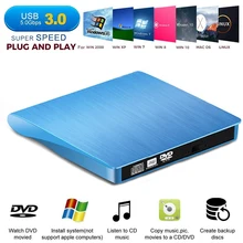 Slim External Optical Drive USB 3.0 DVD Combo DVD ROM Player DVD-RW Burner Writer Plug and Play For Macbook Laptop Desktop PC