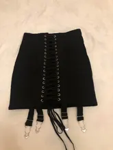 Black Skirt Clubwear Lace-Up Sexy Gothic-Style High-Waist Fashion Women Jiezuofang Female