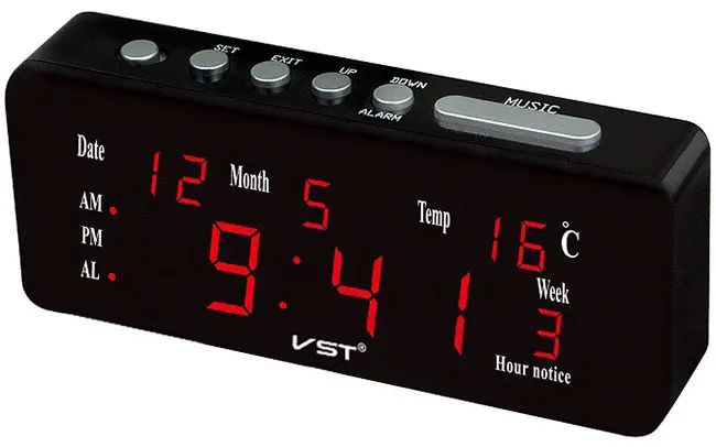 Interior Clock Alarm Clock Vst-762wx-1