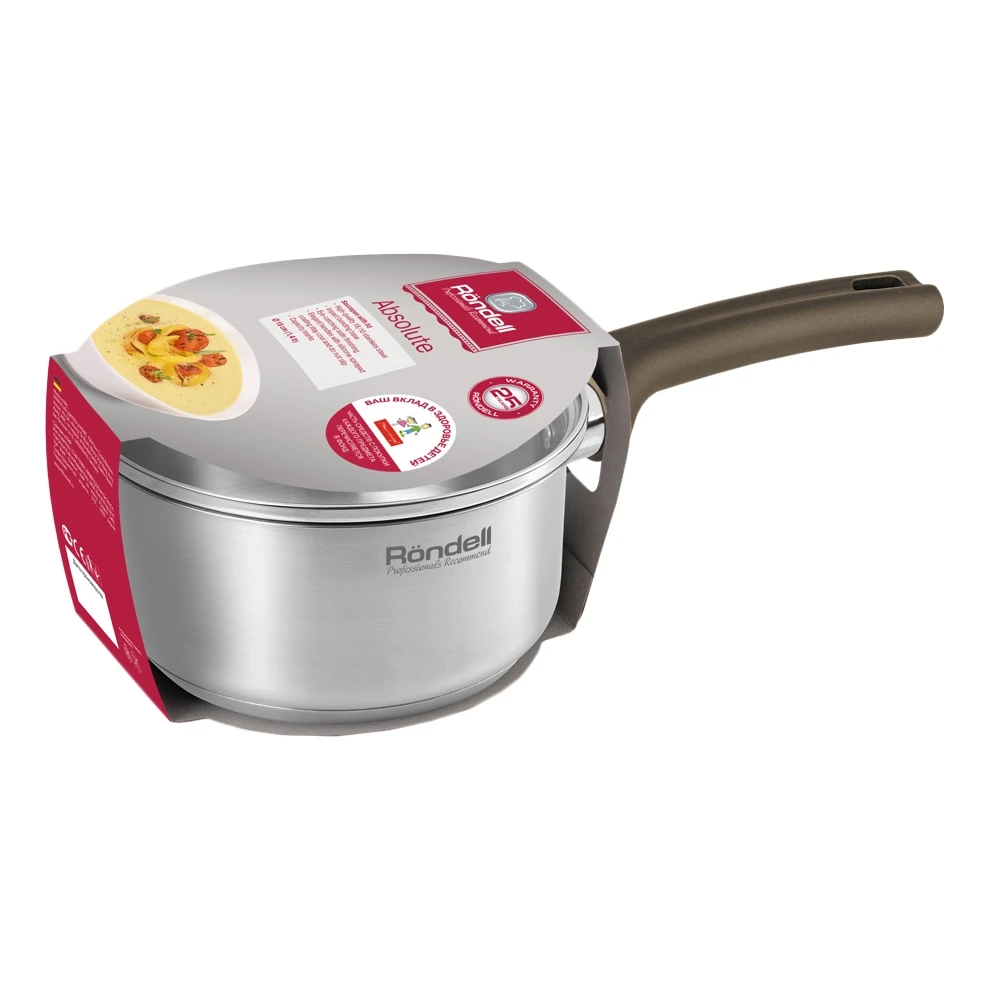 Ковш с крышкой RONDELL RDS-1165(Подходит для всех плит, мерная шкала, объем 1,4 л, 16 см