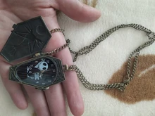 Reloj de bolsillo de cuarzo para hombre, colgante de cadena con calavera antigua, pesadilla antes de Navidad, de bronce, relojes bolsillo Vintage