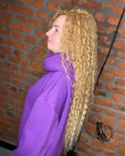 La naturaleza pelo Afro Pelo Rizado mechones extensiones con cierre Ombre oro 30 pulgadas suave súper largo pelo sintético del pelo de la onda
