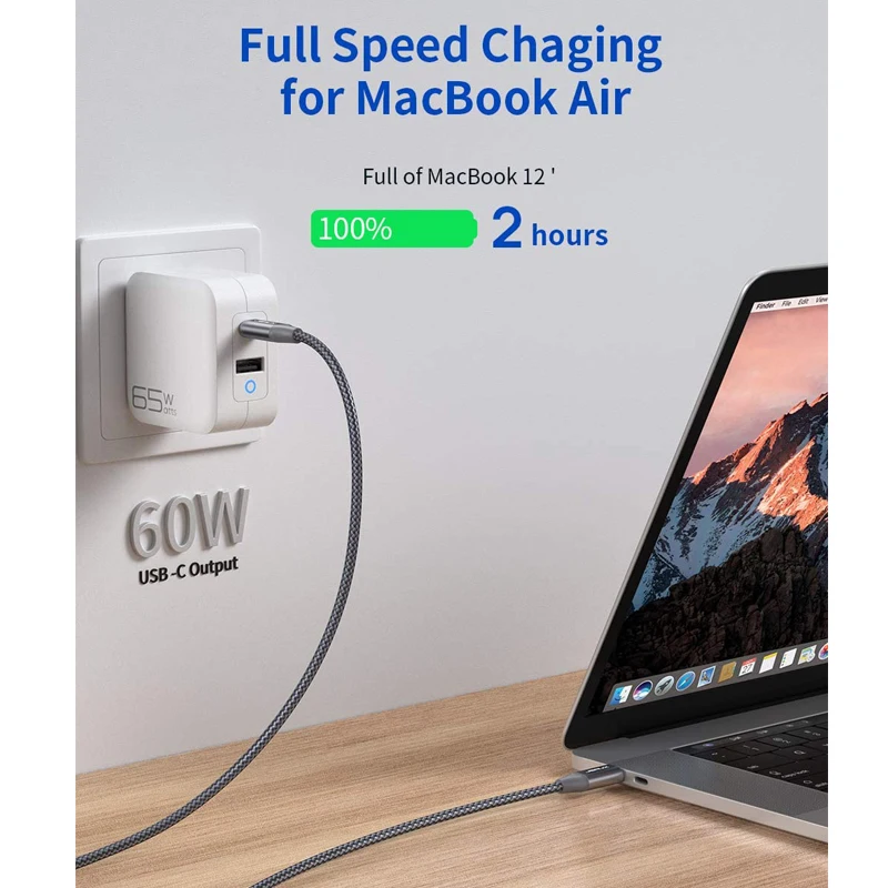 JSAUX 60 Вт USB C к Type кабель PD QC 2 0/3 0 для быстрой зарядки и передачи данных Macbook Air iPad Pro