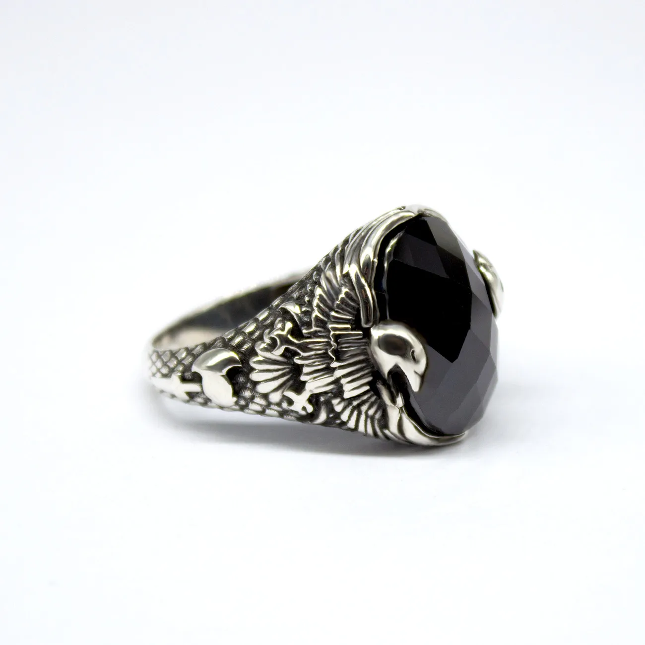 

92 Sterling Silver Ring for Men with Black Zircon Stone Jewelry fashion vintag Gift Aqeq Onyx Mens Rings All Size made in Turkey