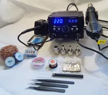 Estación de soldadura Digital LED 2 en 1, 800W, pistola de aire caliente, Estación de Reparación soldador eléctrico para teléfono, PCB, IC, SMD, BGA