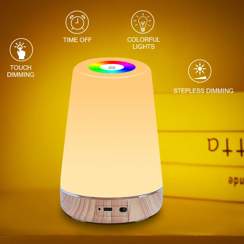 RGB Changing Night Light Remote Control Touch Dimming Colorful Atmosphere Table Lamp Portable Bedside Table Lamp USB Night Light battery night light