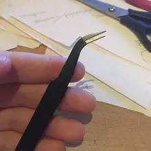 Pinzas de acero inoxidable para manicura, pinzas negras para uñas artísticas, Gel acrílico, diamantes de imitación, pinzas para recoger uñas