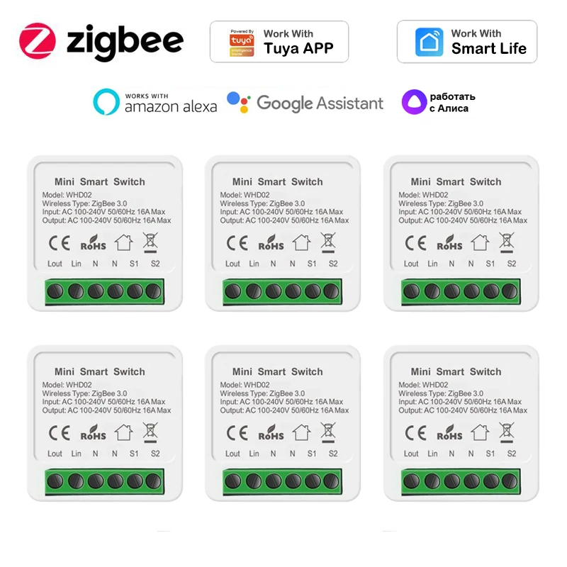 16A Zigbee 3.0 DIY Mini Switch For Tuya Smart Life Wireless Control Relay Work With Alexa Google Home Alice smart switch,smart switch module