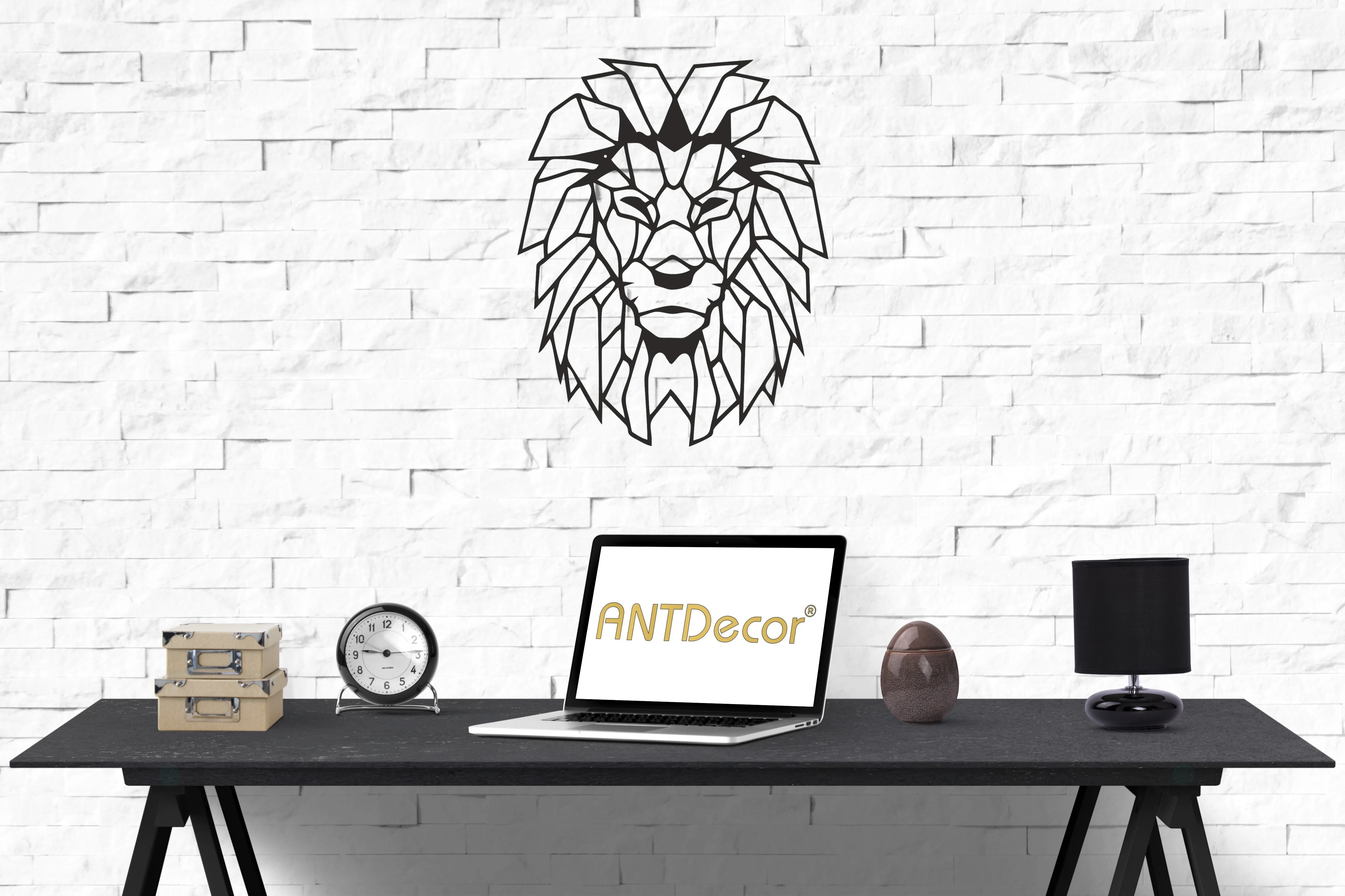 Antdecor голова льва геометрические металлические стены искусства | 40 см x 51 см | геометрические металлические стены искусства